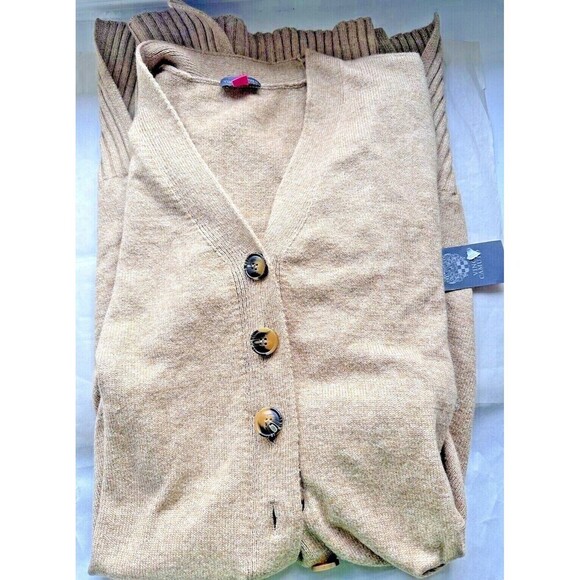 Vince Camuto Women's  Cardigan Plus Size Sweater Button down Latte Heather Tan - Picture 3 of 6